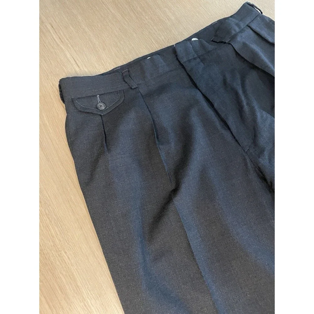 Polo Ralph Lauren Mens Black Pleated Dress Pants Cuffed Trouser Classic Fit